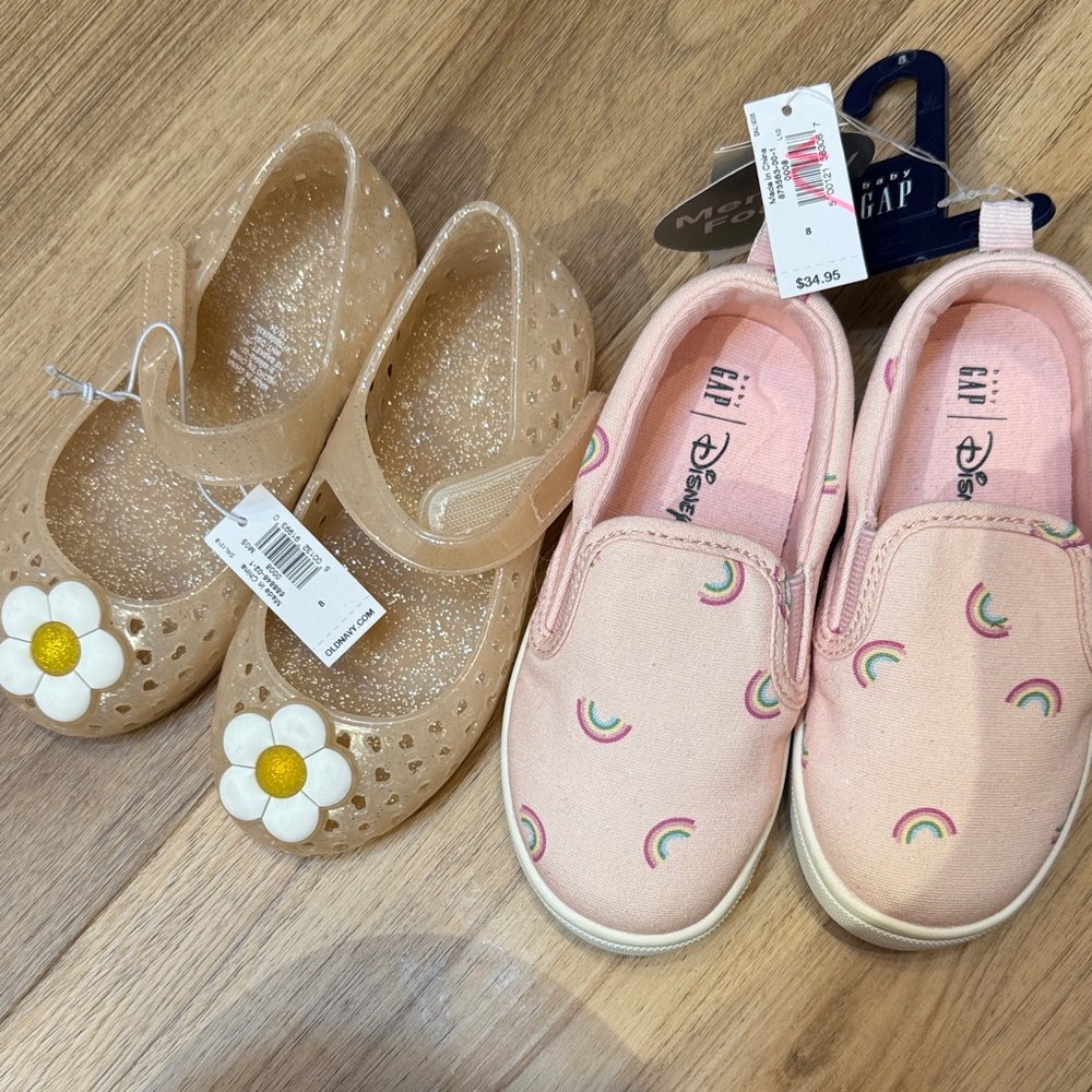 GAP Pink Kids Slip-On Shoes with Rainbow Motifs